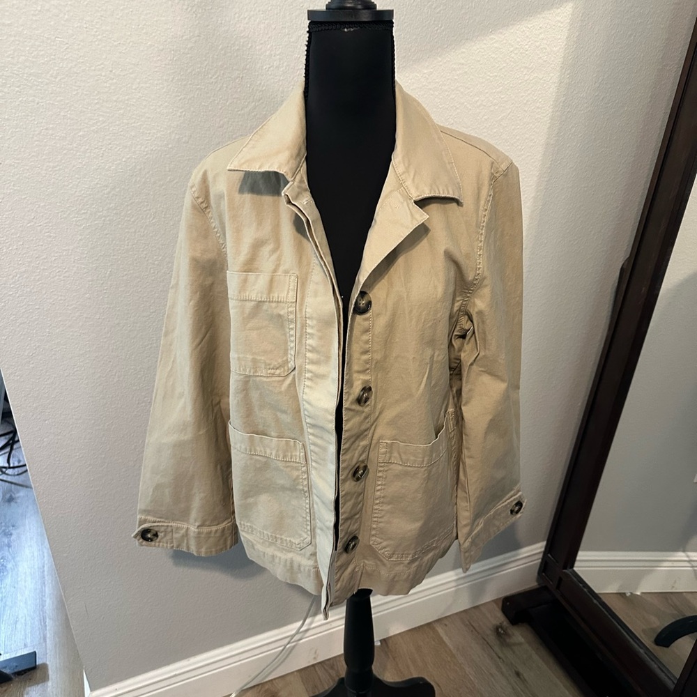 H&M Tan Blazer Lightweight Linen Blend